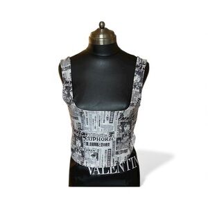 Noisy May black and white anime tank top NWOT